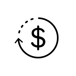 Icon of a dollar sign encircled by an arrow